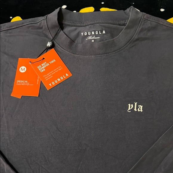 YoungLA Gray Long Sleeve Tee Classic Crew Neck - Picture 2 of 9